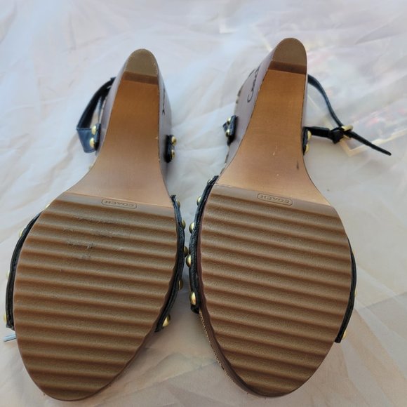 Coach Betsey Signature Blue Wooden Sandal - Picture 2 of 7
